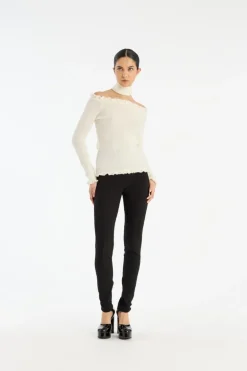 Knit Off-shoulder Top White
