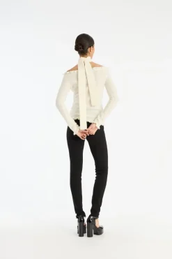 Knit Off-shoulder Top White