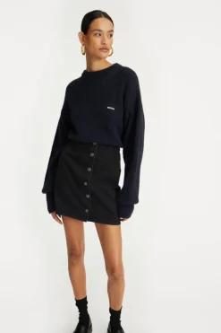 Knit Puff Crewneck Dark Blue