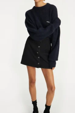 Knit Puff Crewneck Dark Blue