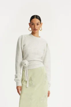 Knit Puff Crewneck Light Grey