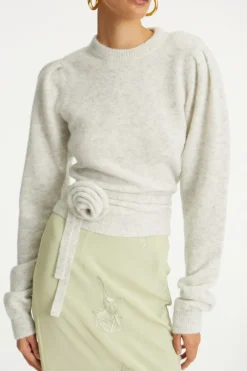 Knit Puff Crewneck Light Grey