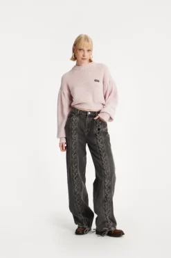 Knit Puff Crewneck Pink