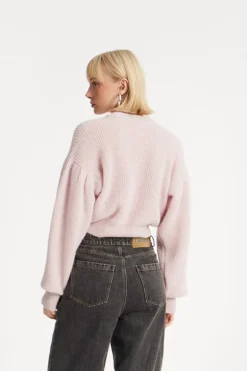 Knit Puff Crewneck Pink