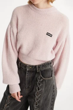 Knit Puff Crewneck Pink