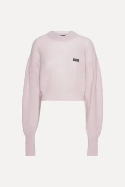 Knit Puff Crewneck Pink
