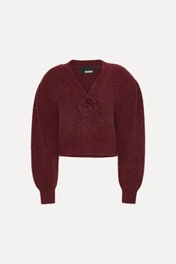 Knit Puffsleeve Cardigan Bordeaux