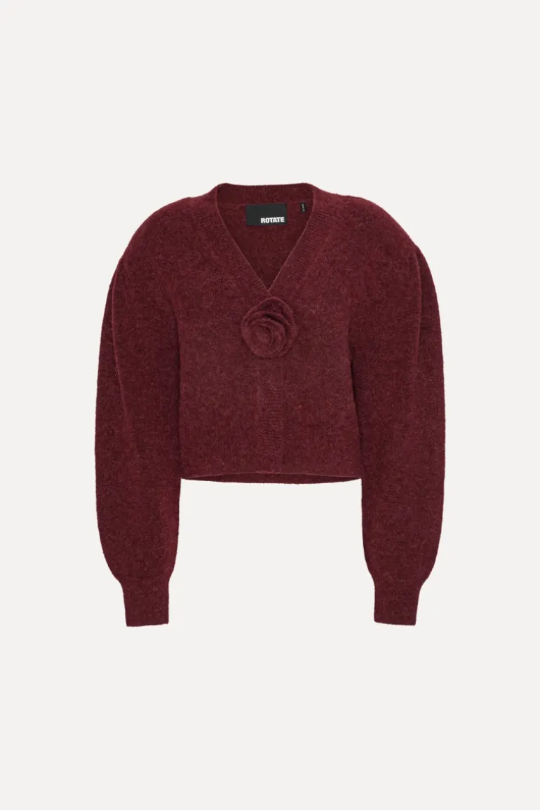Knit Puffsleeve Cardigan Bordeaux