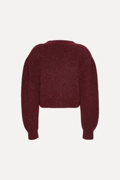 Knit Puffsleeve Cardigan Bordeaux