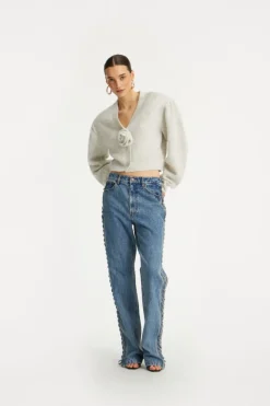 Knit Puffsleeve Cardigan Light Grey