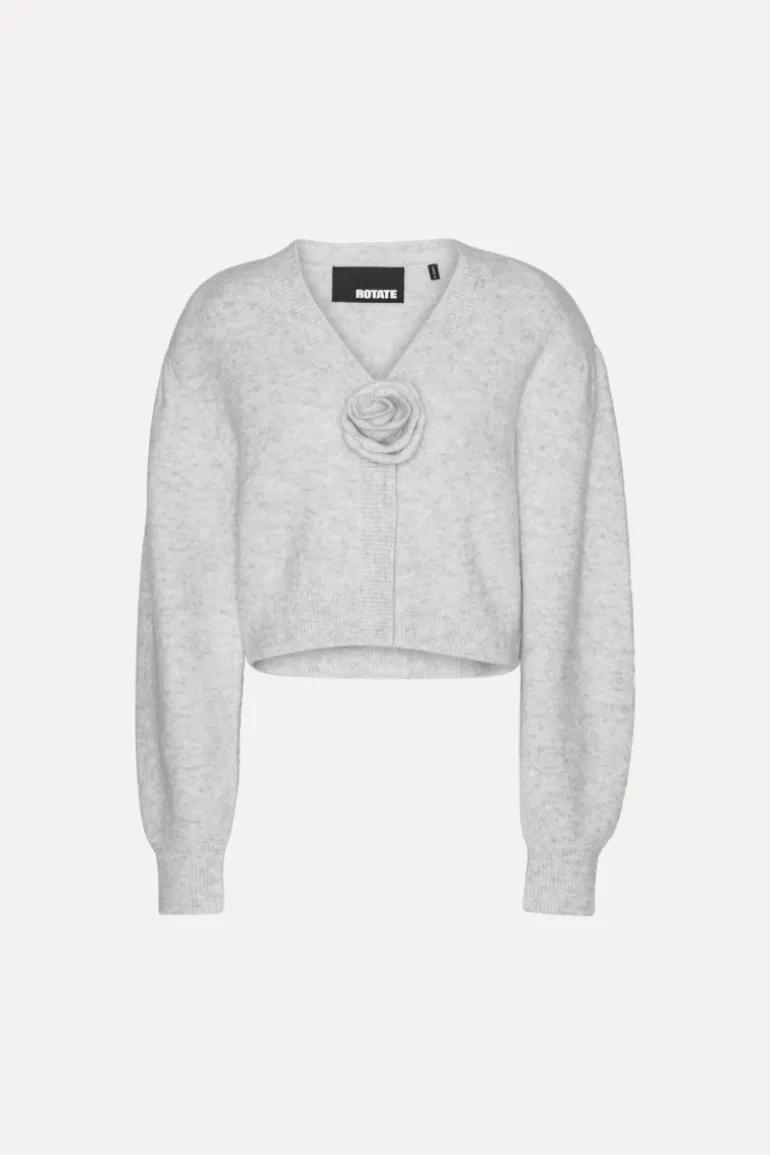 Knit Puffsleeve Cardigan Light Grey