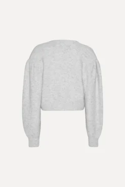 Knit Puffsleeve Cardigan Light Grey