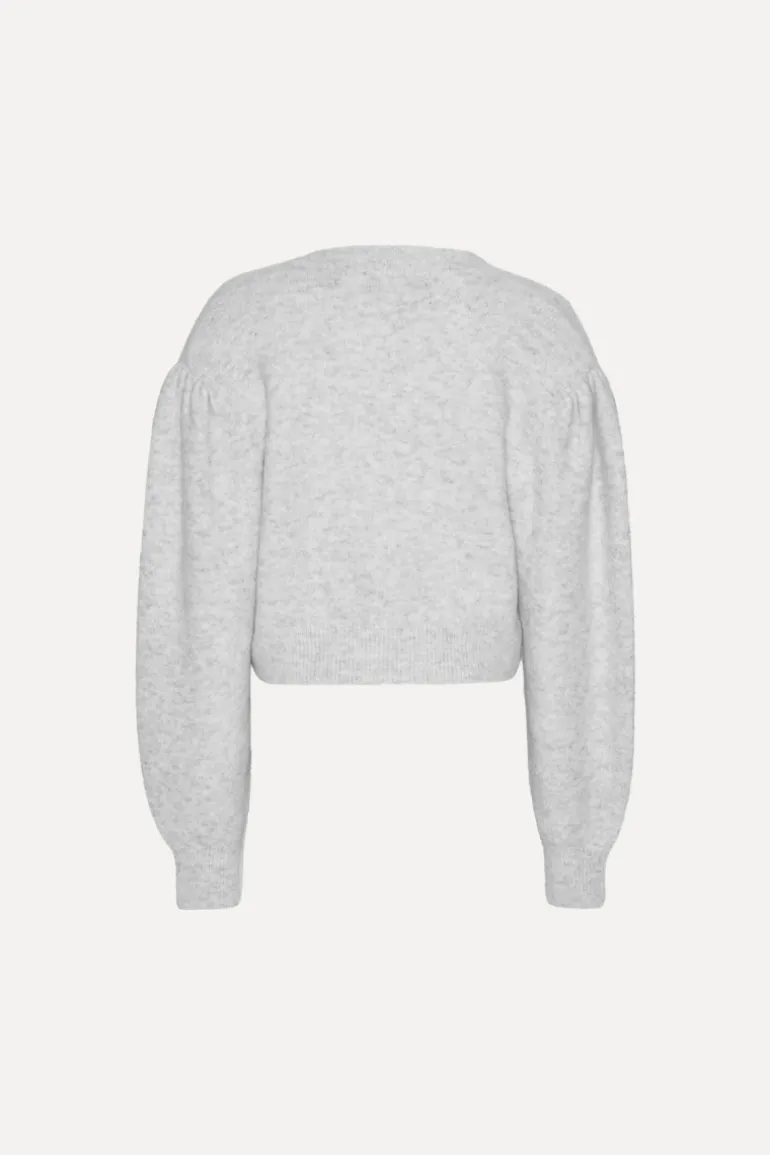 Knit Puffsleeve Cardigan Light Grey