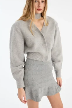Knit Scarf Cardigan Light Grey
