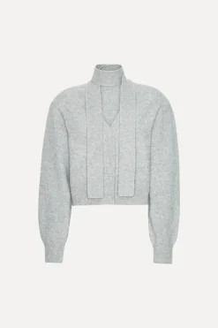 Knit Scarf Cardigan Light Grey