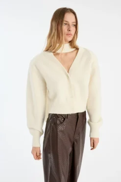 Knit Scarf Cardigan White
