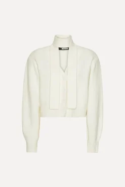 Knit Scarf Cardigan White
