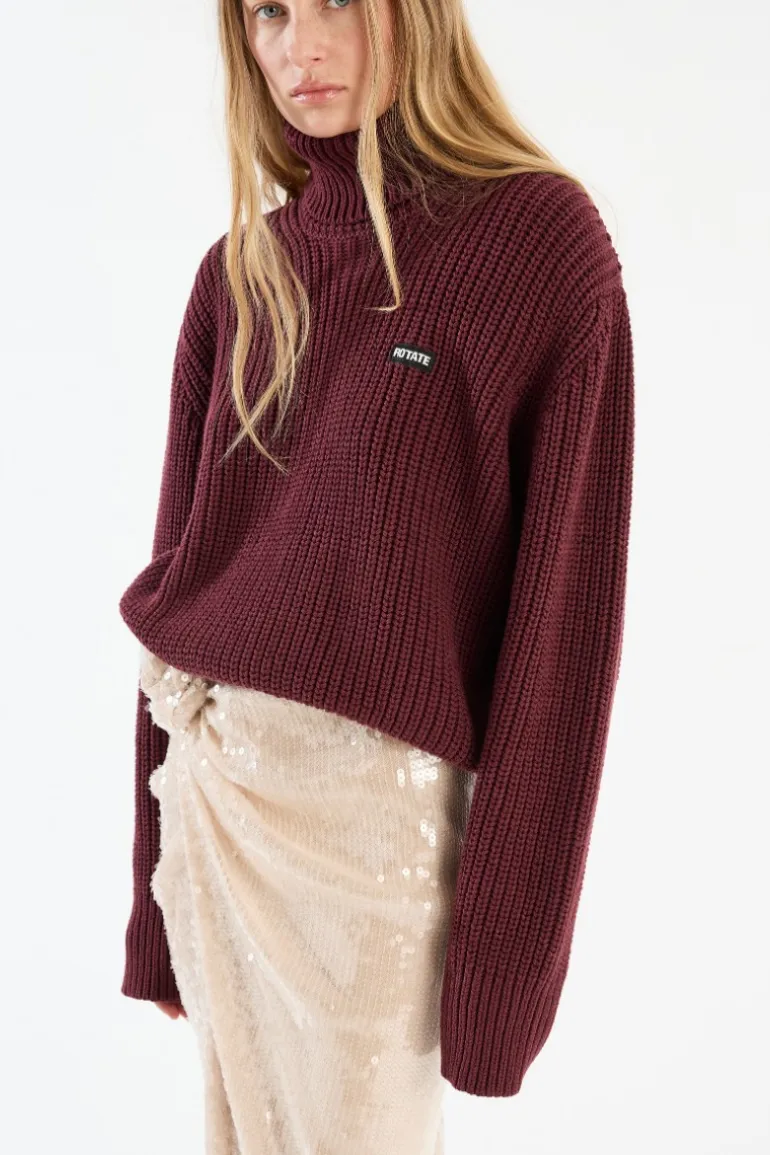 Knit Turtleneck Jumper Burgundy