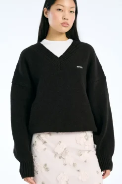 Knit V-neck Jumper Dark Brown