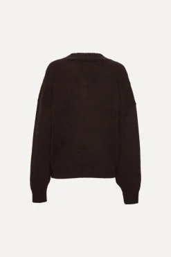 Knit V-neck Jumper Dark Brown