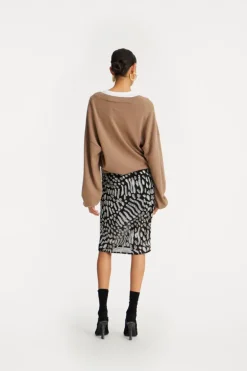 Knit V-neck Sweater Brown