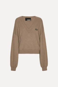 Knit V-neck Sweater Brown