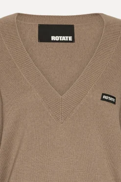 Knit V-neck Sweater Brown