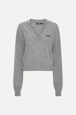 Knit V-neck Sweater Grey