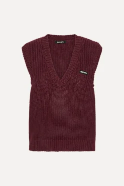 Knit V-neck Vest Burgundy