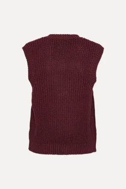 Knit V-neck Vest Burgundy