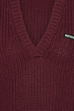 Knit V-neck Vest Burgundy
