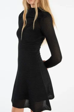 Knitted Flared Mini Dress Black