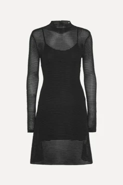 Knitted Flared Mini Dress Black