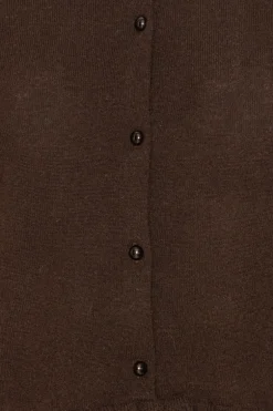 Knitted Polo Cardigan Dark Brown