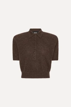 Knitted Polo Dark Brown