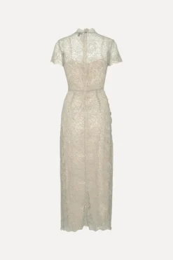 Lace Long Midi Dress Light Grey