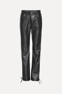 Laced Leather Pants Black