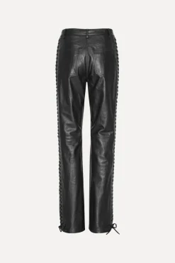 Laced Leather Pants Black