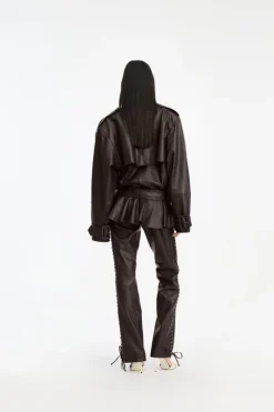 Laced Leather Pants Dark Brown