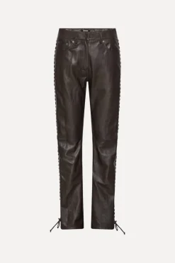 Laced Leather Pants Dark Brown