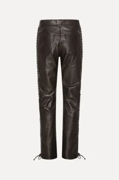 Laced Leather Pants Dark Brown