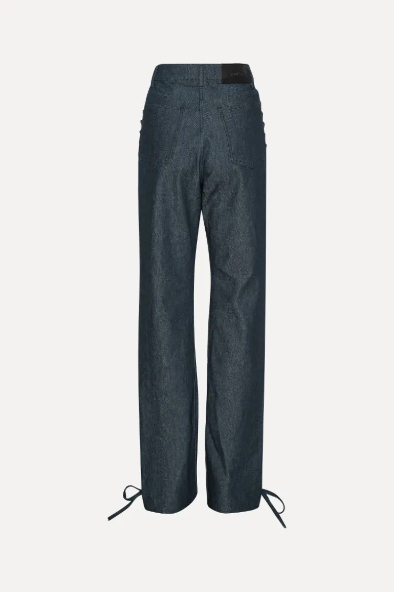 Laced Straight Leg Jeans Dark Blue