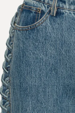 Laced Straight Leg Jeans Blue Denim