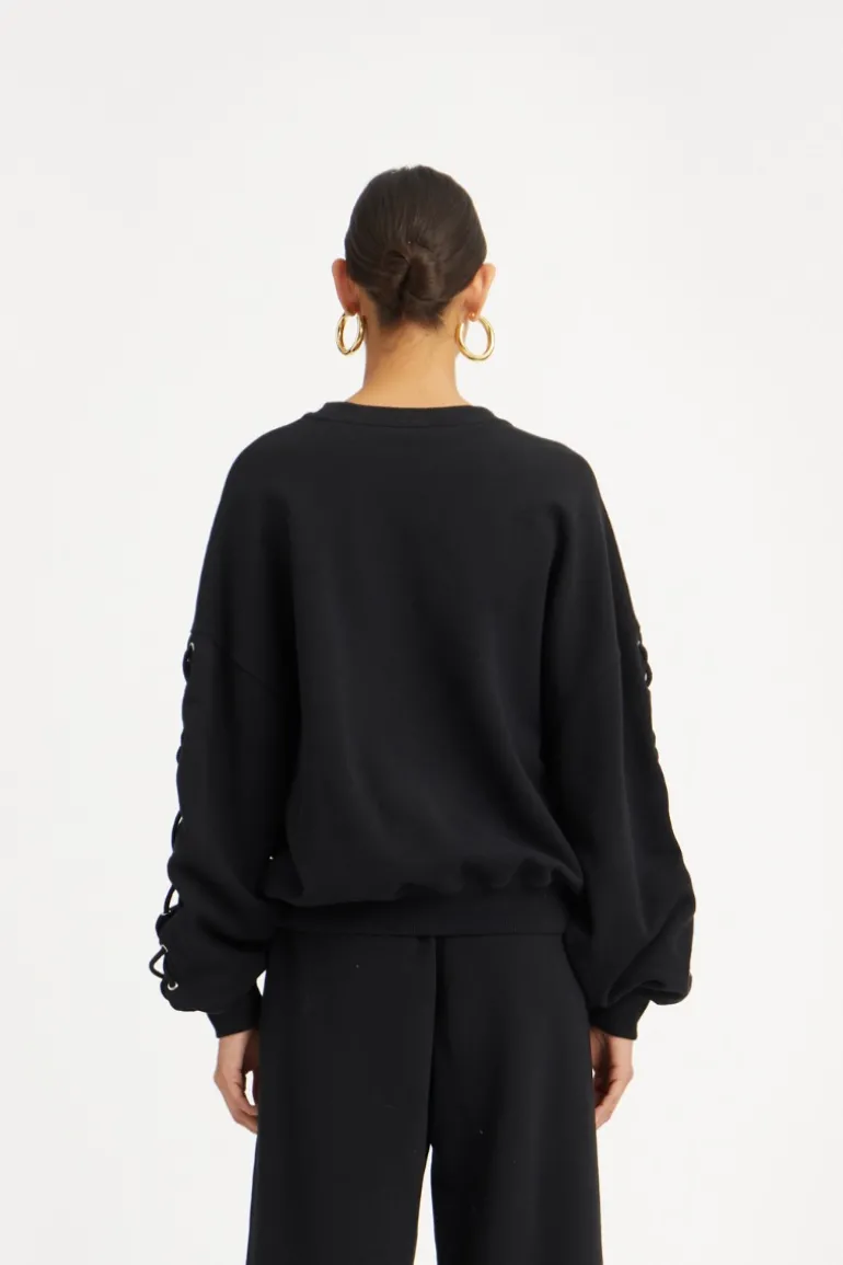 Lacing Crewneck Black