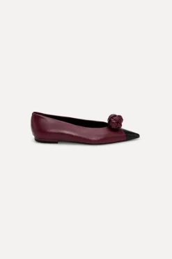 Leather Knot Ballerina Burgundy