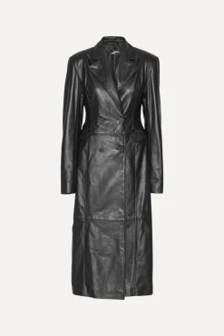 Leather Long Coat Black