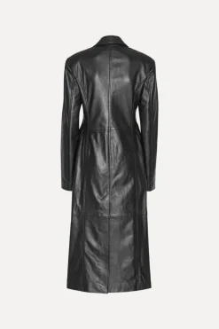Leather Long Coat Black