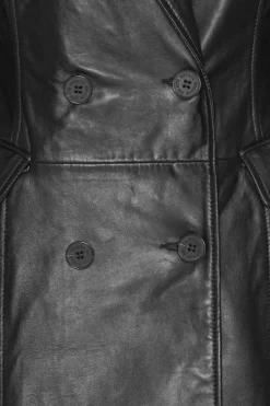 Leather Long Coat Black