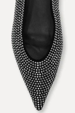 Leather Pointed Ballerina Rhinestone
