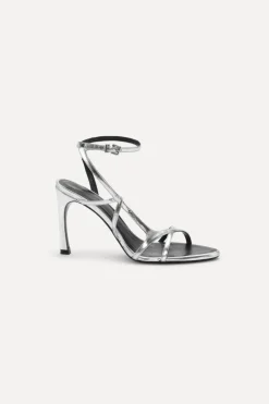 Leather Strappy Sandal Silver